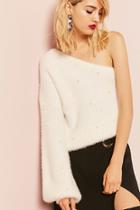 Forever21 Faux Pearl One-shoulder Sweater