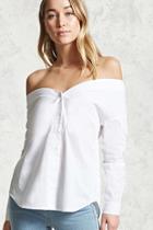 Forever21 Off-the-shoulder Button Shirt