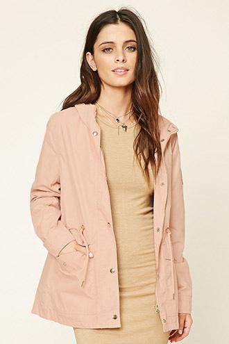Forever21 Women's  Blush Hooded Utility Jacket