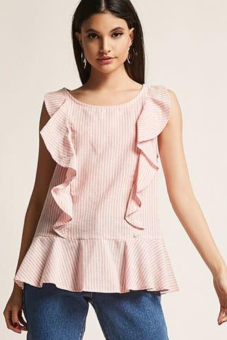 Forever21 Pinstripe Ruffle Top