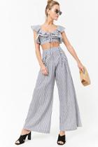 Forever21 Pinstriped Linen-blend Palazzo Pants