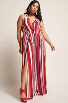 Forever21 Plus Size Striped Tie-front Jumpsuit