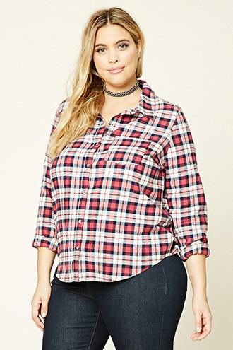 Forever21 Plus Women's  Plus Size Buffalo Plaid Shirt