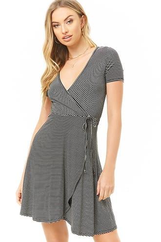 Forever21 Striped Faux-wrap Dress