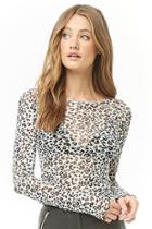 Forever21 Leopard Print Lettuce-edge Top