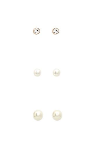 Forever21 Faux Pearl Dual Stud Set