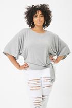 Forever21 Plus Size Slub Knit Tie-front Dolman-sleeve Top
