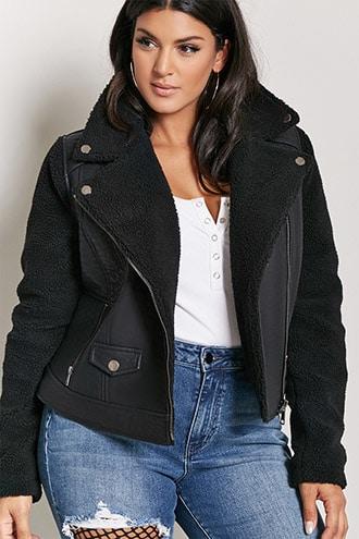 Forever21 Plus Size Faux Shearling Moto Jacket