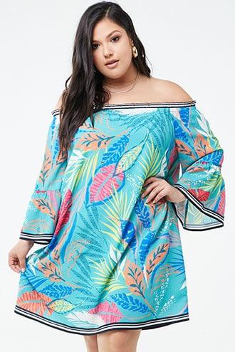 Forever21 Plus Size Leaf Print Mini Dress