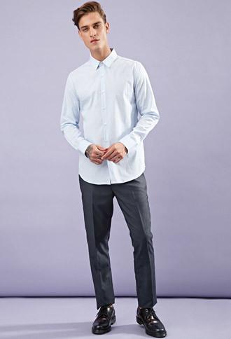 21 Men Men's  Light Blue Classic Cotton Shirt