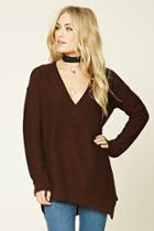 Love21 Women's  Brown Contemporary V-neck Sweater