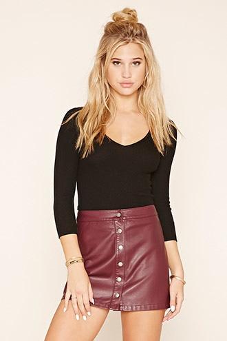 Forever21 Women's  Black V-neck Sweater Top