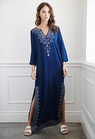 Forever21 Embroidered High-slit Maxi Dress