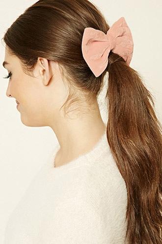 Forever21 Pink Velour Bow Barrette