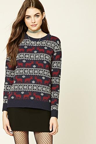 Forever21 Women's  Elk Fair Isle Sweater