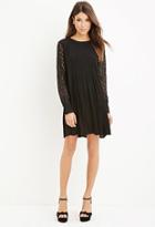 Forever21 Lace-sleeve Pleated Dress