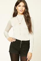 Love21 Women's  Champagne & Silver Contemporary Glitter Knit Top