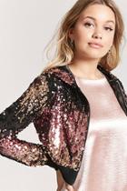 Forever21 Hooded Sequin Zip-front Jacket