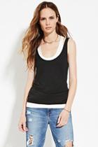 Love21 Women's  Black & Ivory Contemporary Layered Contrast Tank
