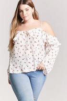 Forever21 Plus Size Floral Open-shoulder Flounce Top
