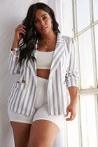 Forever21 Plus Size Striped Notched Collar Blazer