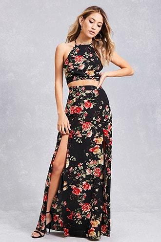 Forever21 Floral Top & Maxi Skirt Set