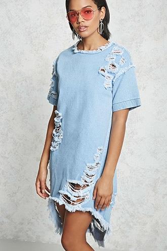 Forever21 Destroyed Denim Shift Dress