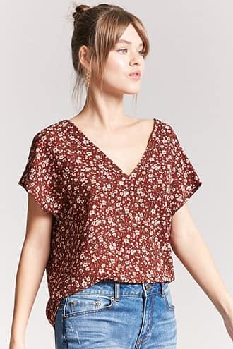 Forever21 Textured Floral Chiffon Top