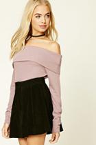 Love21 Women's  Mauve Contemporary Ribbed Knit Top