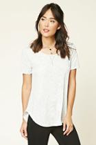 Forever21 Women's  Cream Heathered Cotton-blend Tee
