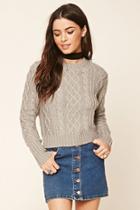 Forever21 Women's  Grey Cable Knit Sweater