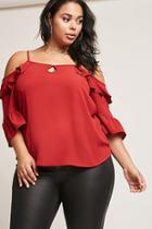 Forever21 Plus Size Open-shoulder Ruffle Top