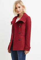 Forever21 Women's  Button-front Peacoat (burgundy)
