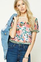 Forever21 Mesh Embroidered Top