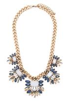 Forever21 Faux Stone Statement Necklace (antic Gold/blue)