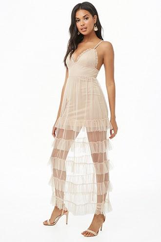 Forever21 Ruffled Mesh Maxi Dress