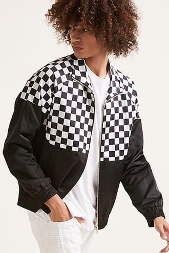 Forever21 Checkered-panel Track Jacket
