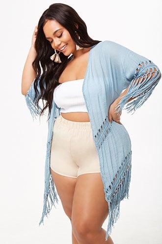 Forever21 Plus Size Open-front Fringe Jacket
