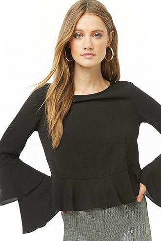 Forever21 Chiffon Flounce-sleeve Top