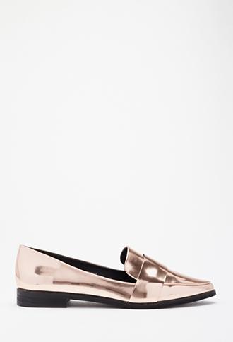 Forever21 Faux Leather Pointed Loafers Rose Gold 10