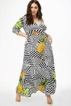 Forever21 Plus Size Pineapple Print Striped Maxi Dress
