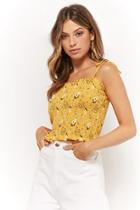 Forever21 Smocked Paisley Print Cropped Cami