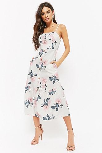 Forever21 Rose Print Midi Dress
