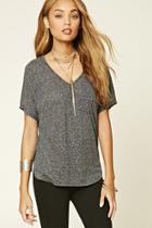 Forever21 Women's  Charcoal Marled Knit Dolphin Hem Top
