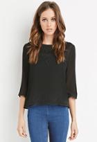 Forever21 Embroidered Chiffon Boxy Top