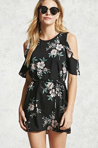 Forever21 Open-shoulder Floral Dress