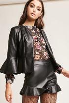 Forever21 Faux Leather Flounce Jacket