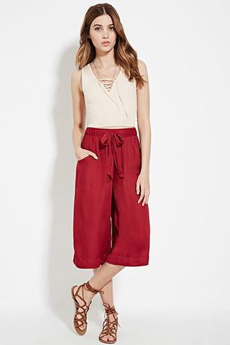 Forever21 Women's  Satin Drawstring Culottes