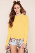 Forever21 Women's  Yellow Heathered Raglan Sweatshirt