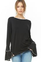 Forever21 Contrast Trim Trumpet-sleeve Top